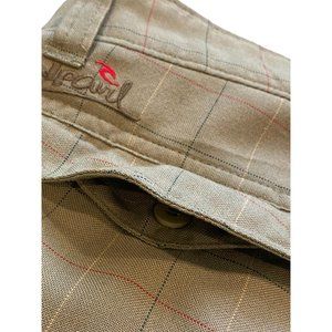 Rip Curl Mens Boardwalk Olive Green Plaid Shorts Vintage with Pockets Size 30